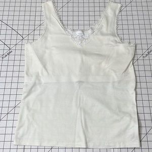 Naturalwear model 10601 camisole, cream colored with lace neckline and trim